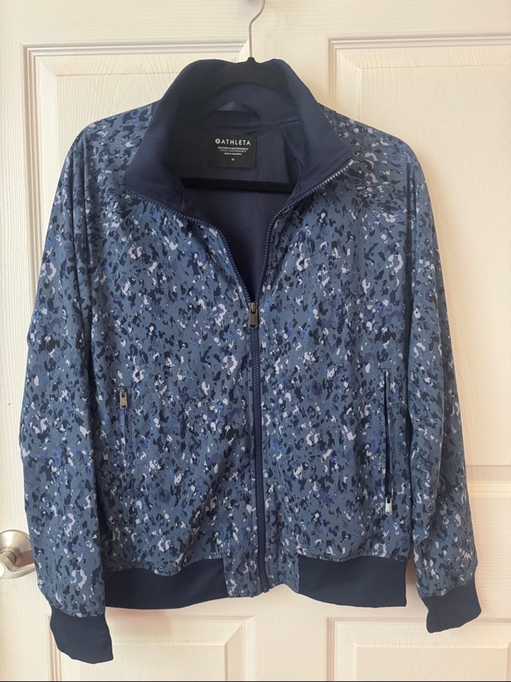 Athleta Brooklyn Bomber  Bomber Jacket Zip Up in Blue Size M
